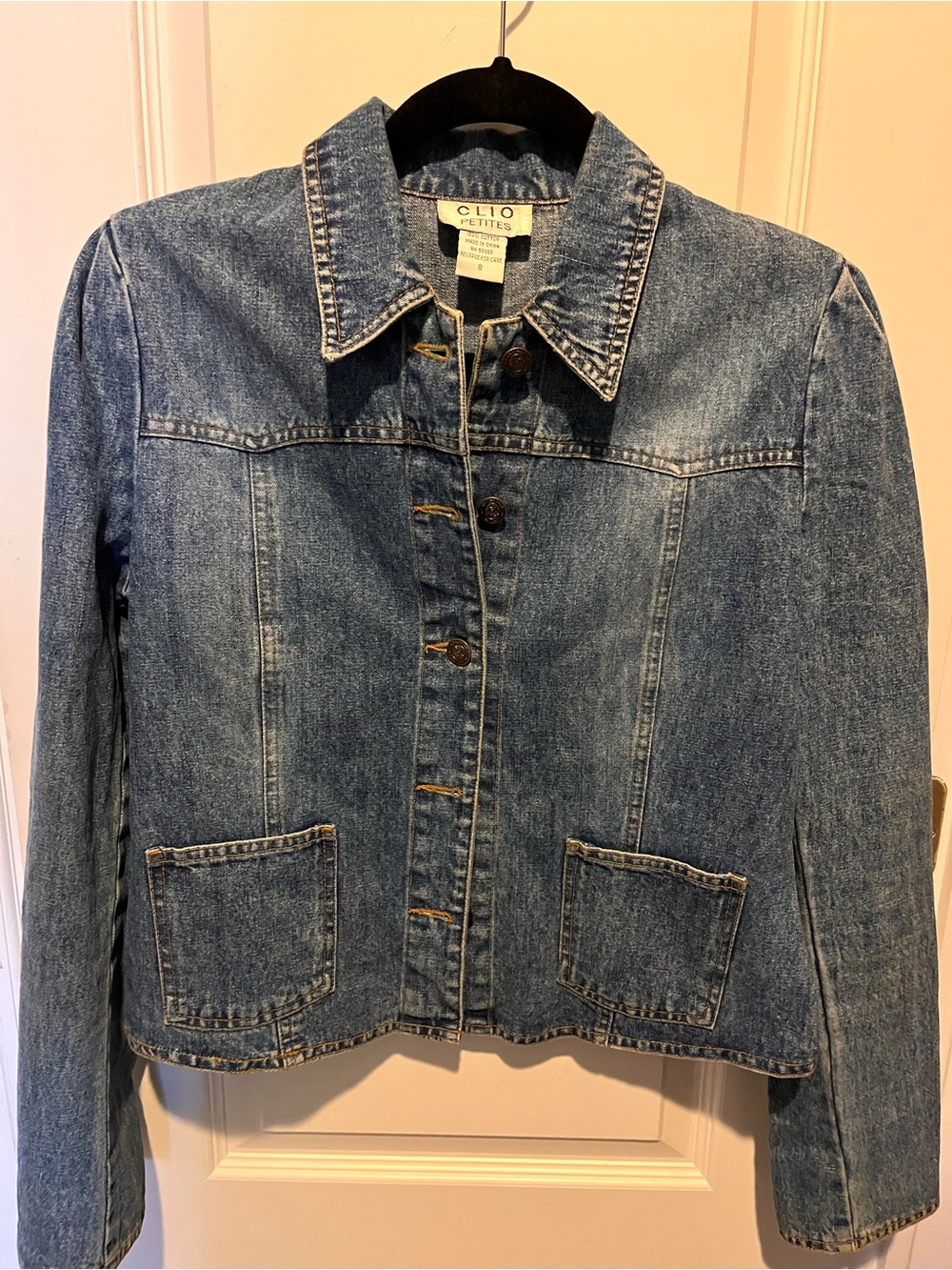 Clio Medium Blue Denim Jacket with Patch Pockets